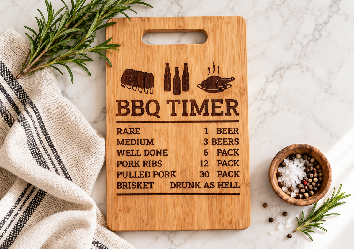 BBQ Timer Cutting Board | Funny Grilling Gift for Dad - Charlie + Pine