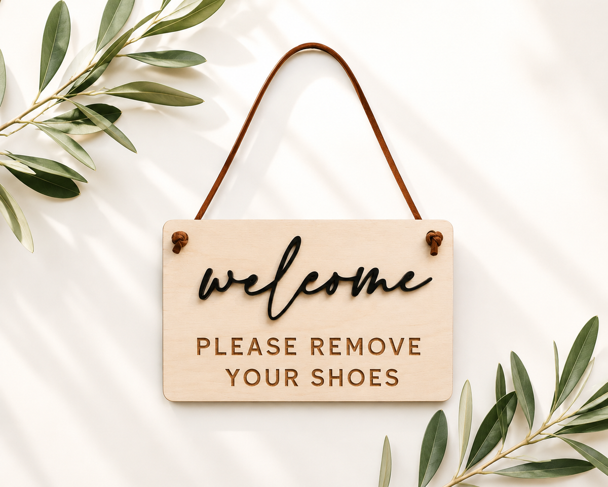 Please Remove Your Shoes Sign | Entryway Door Sign - Charlie + Pine