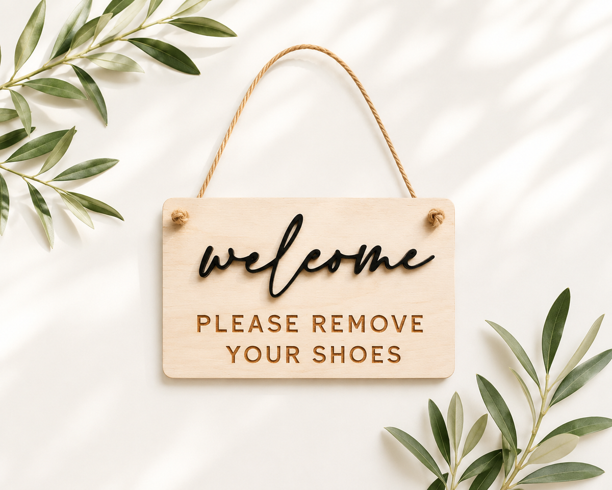 Please Remove Your Shoes Sign | Entryway Door Sign - Charlie + Pine