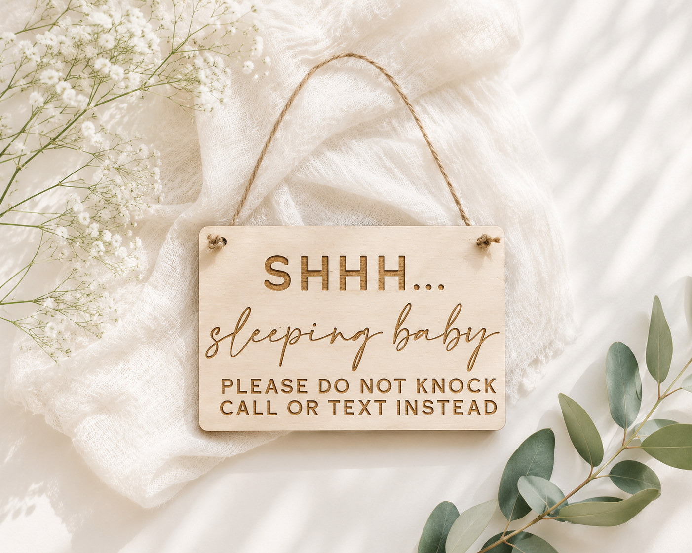 Baby Sleeping Door Sign | Do Not Knock - Charlie + Pine