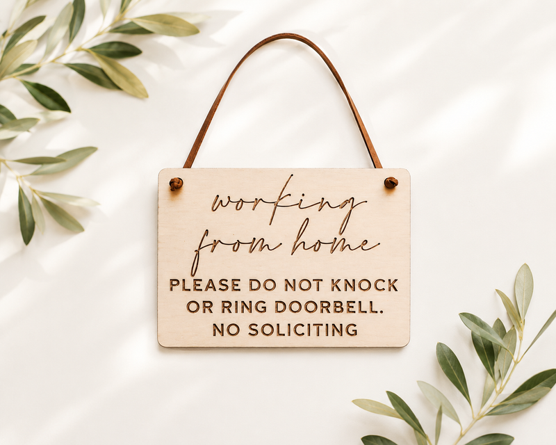 Working From Home Sign | Do Not Knock Door Sign - Charlie + Pine