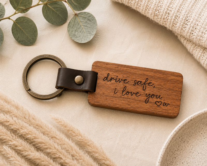 Personalized Engraved Wood Keychain – Custom Message Keychain Gift - Charlie + Pine