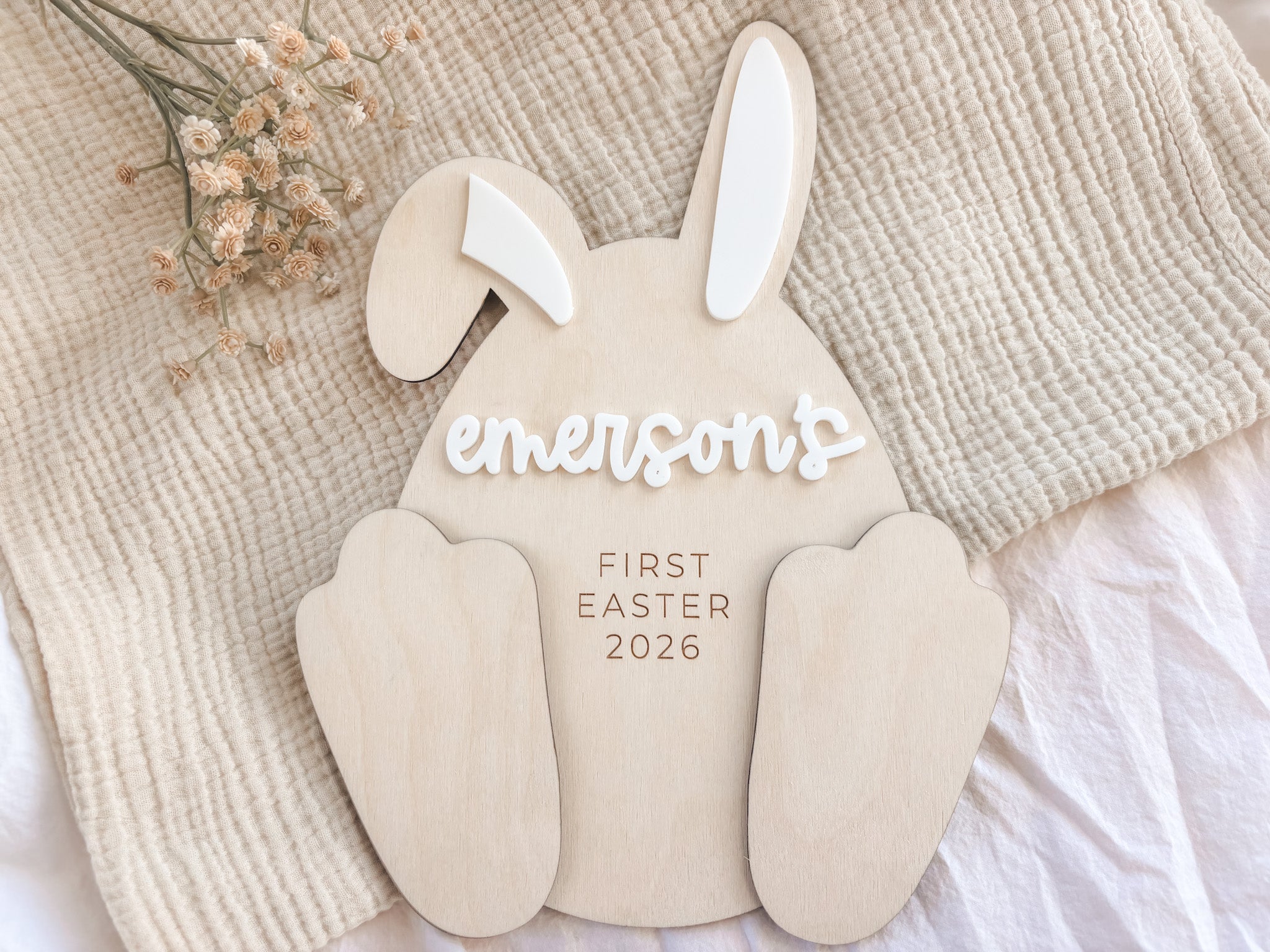Personalized Easter Bunny Footprint Sign - Charlie + Pine