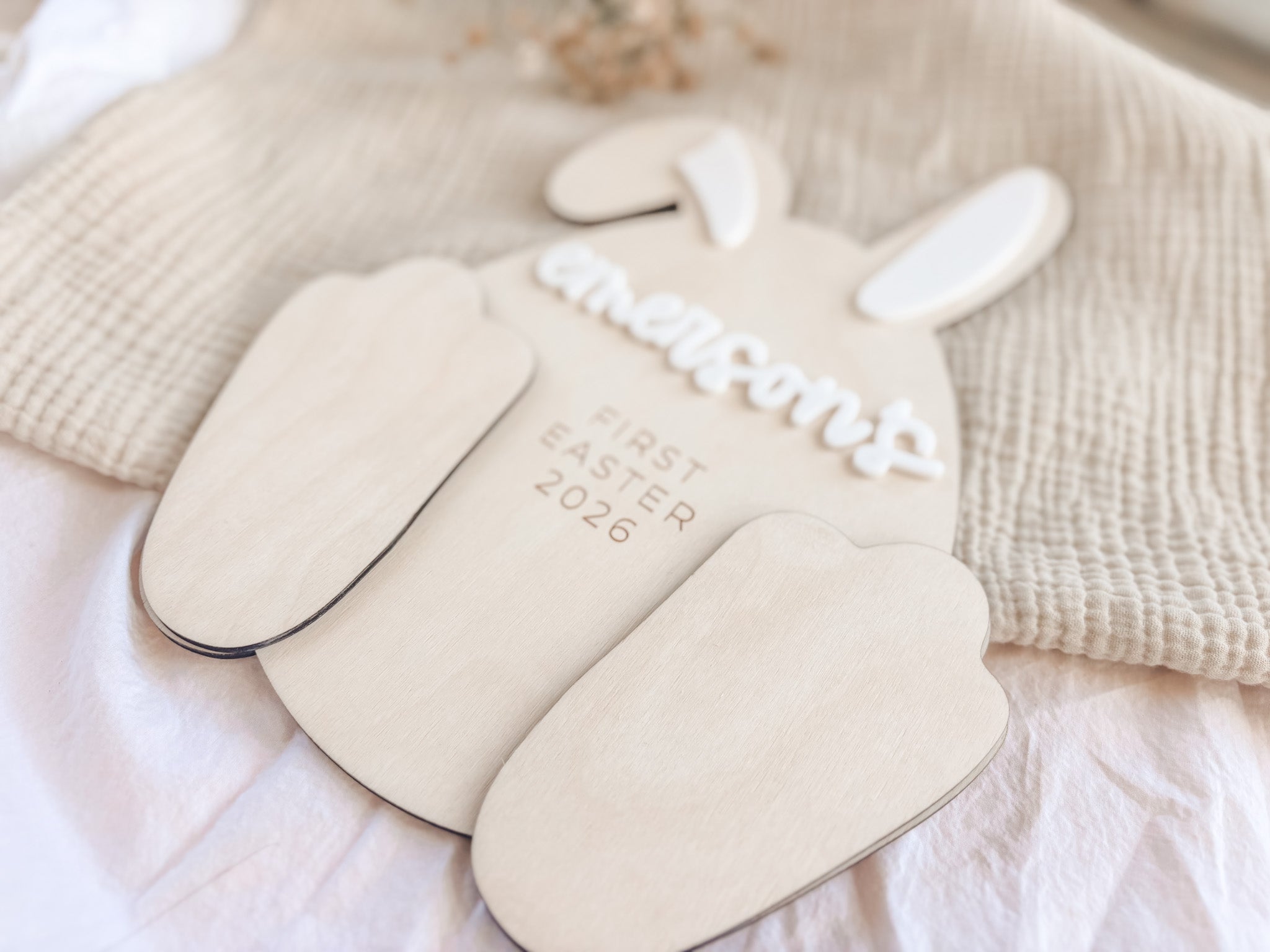 Personalized Easter Bunny Footprint Sign - Charlie + Pine