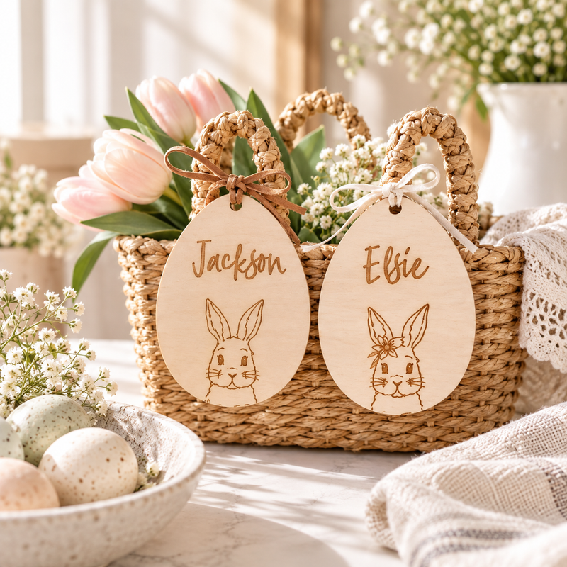 Custom Engraved Easter Basket Name Tag - Charlie + Pine