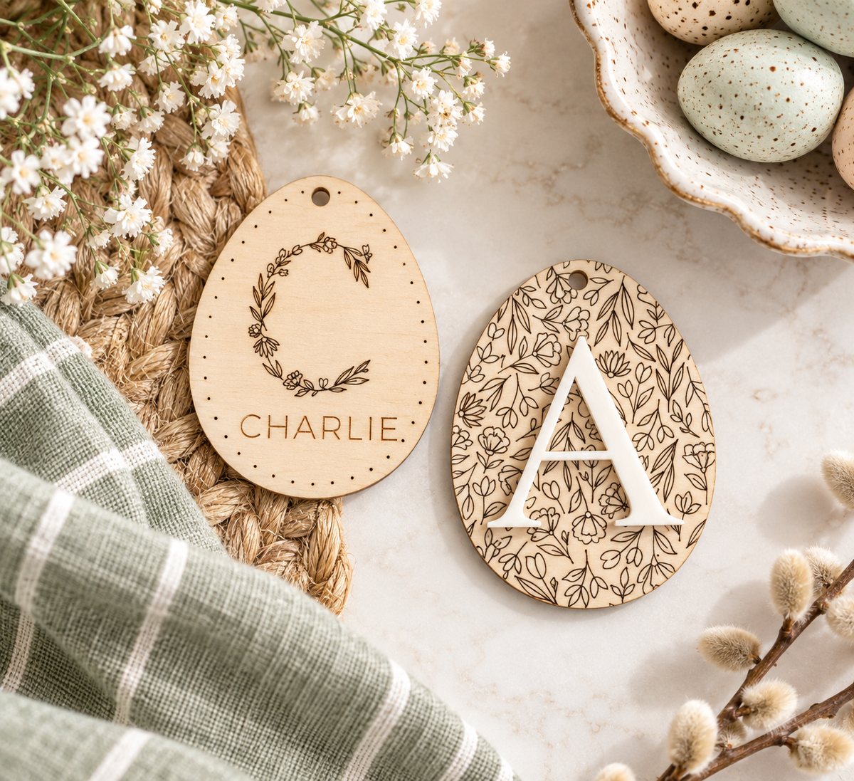 Floral Easter Basket Name Tag - Charlie + Pine
