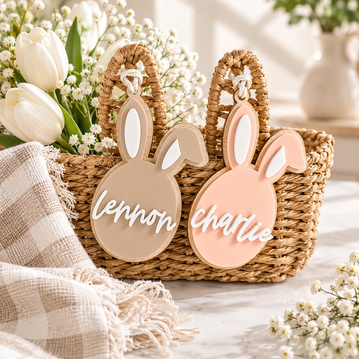 Personalized Bunny Name Tag for Easter Basket - Charlie + Pine