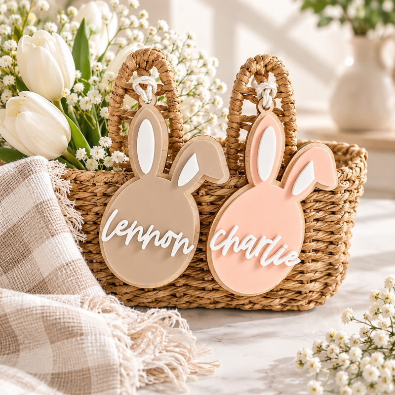 Personalized Bunny Name Tag for Easter Basket - Charlie + Pine