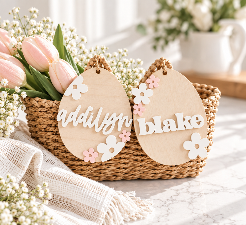 Personalized Floral Easter Basket Name Tag - Charlie + Pine