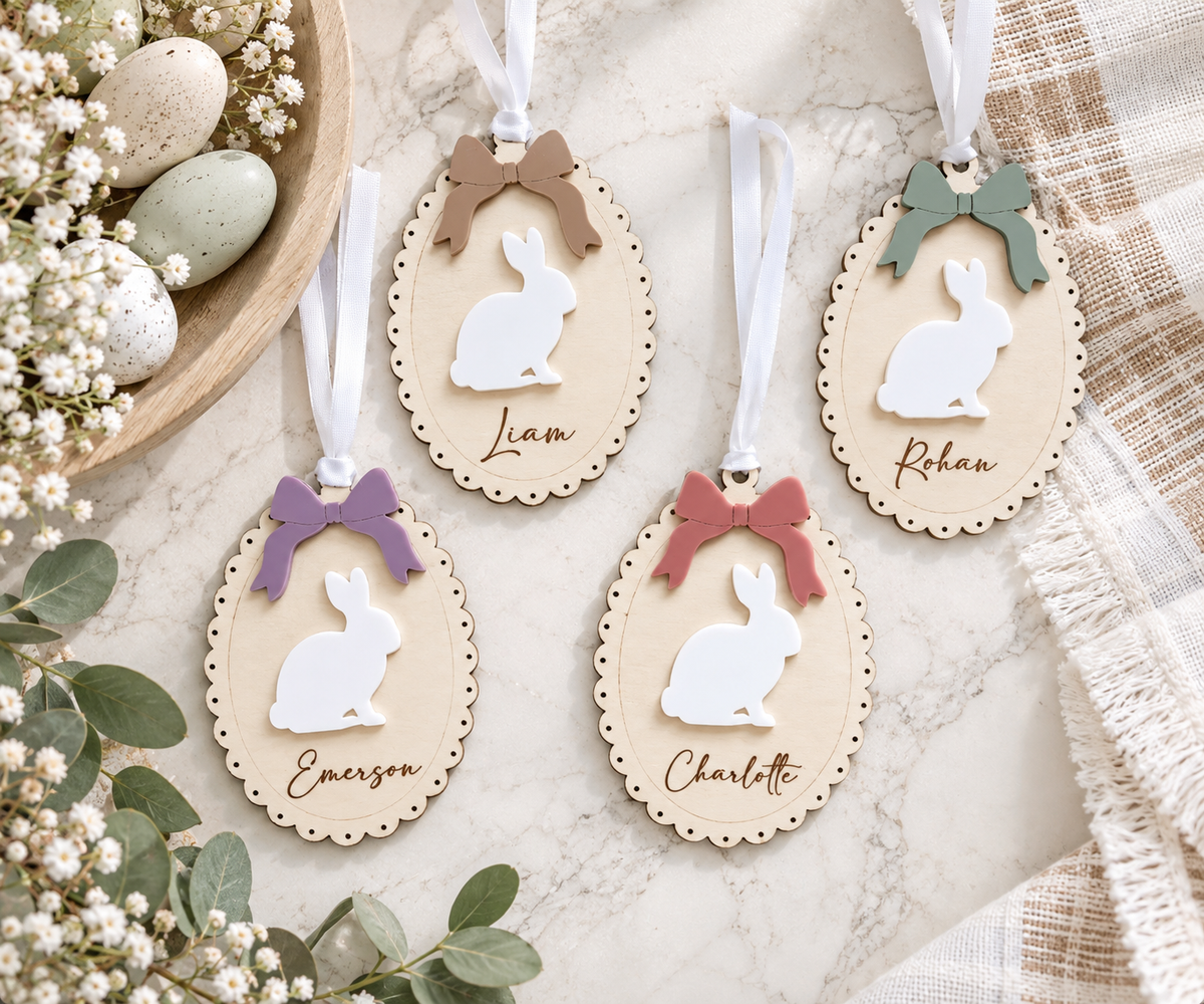 Personalized Bunny Easter Basket Name Tag - Charlie + Pine
