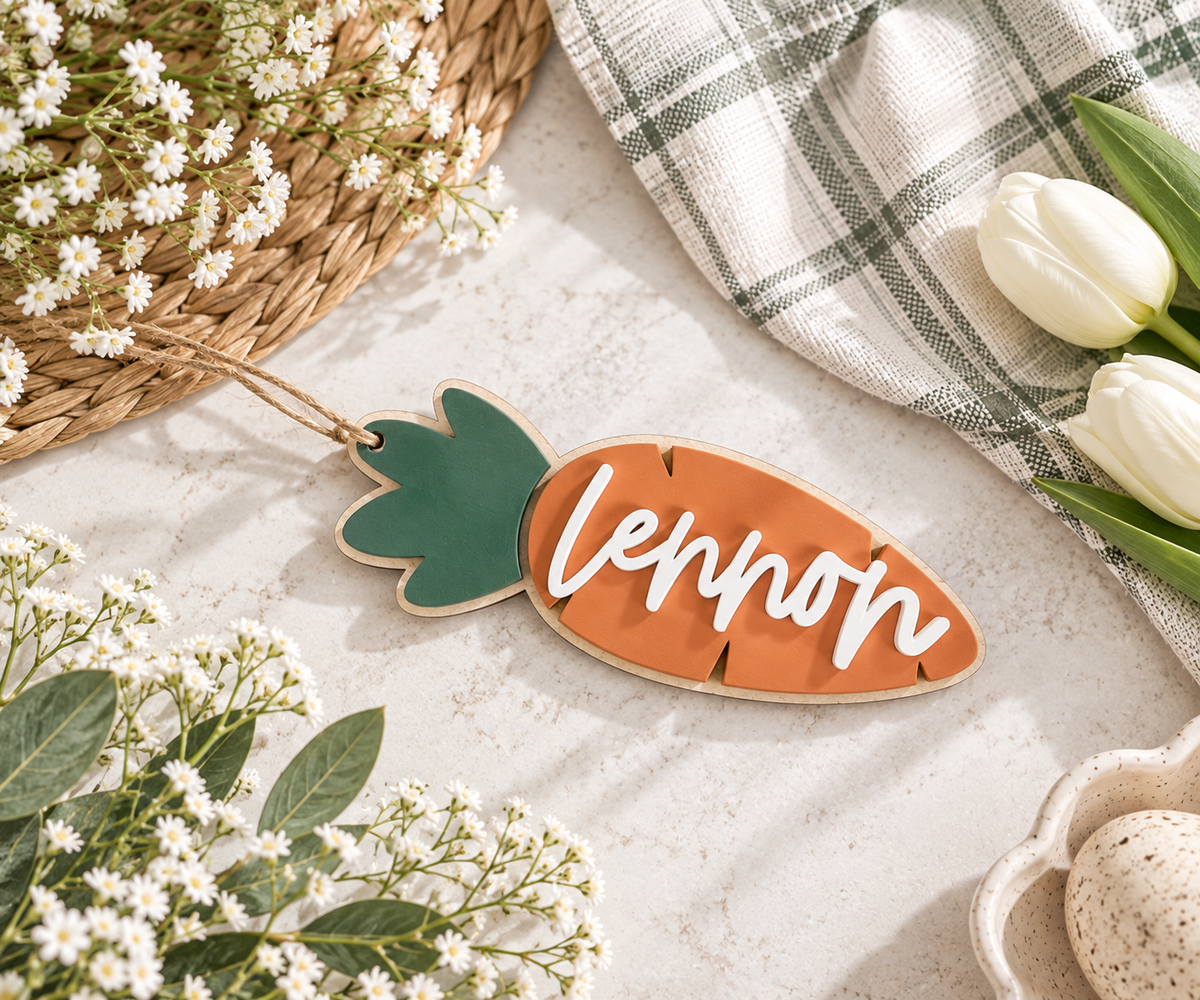 Personalized Carrot Easter Basket Name Tag - Charlie + Pine