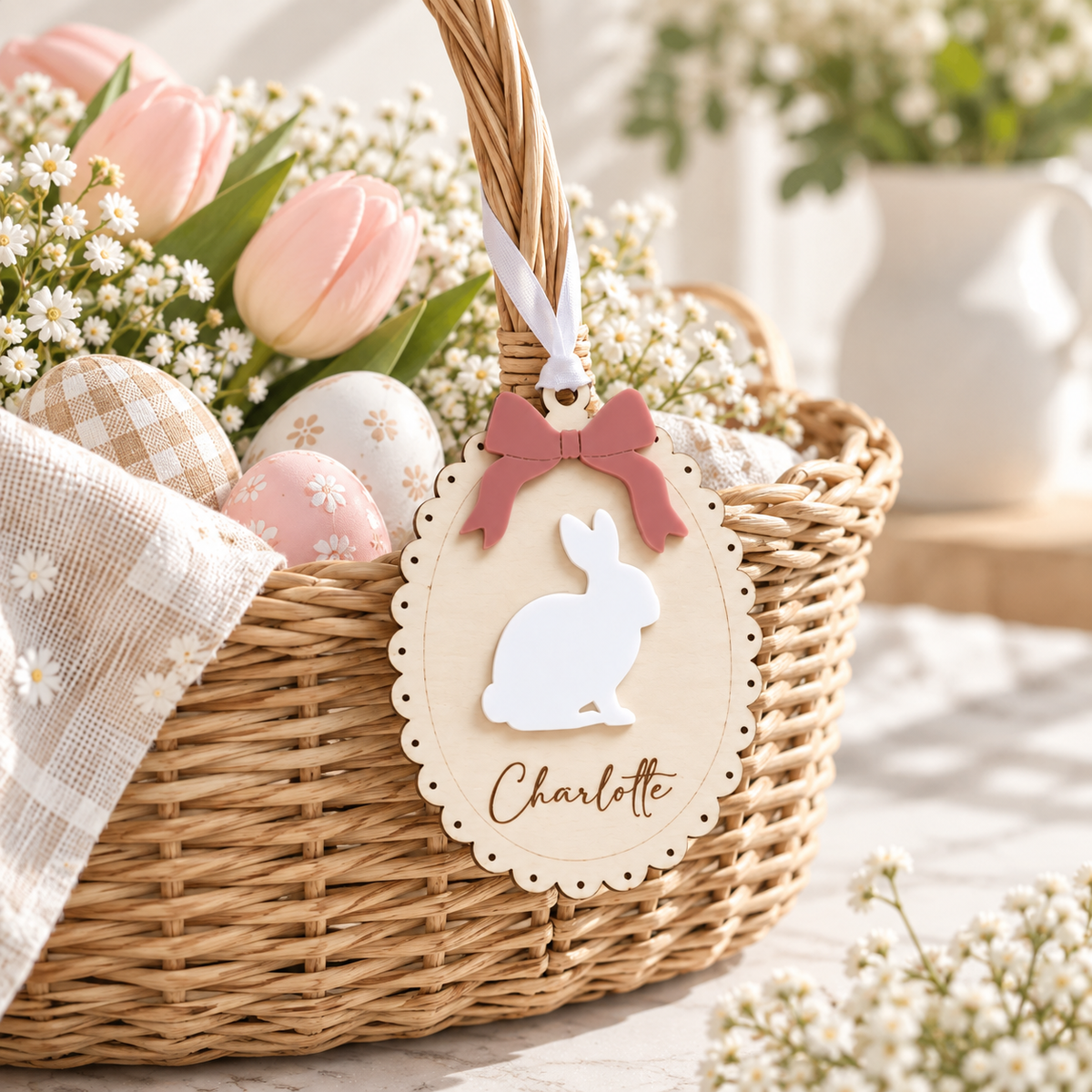 Personalized Bunny Easter Basket Name Tag - Charlie + Pine
