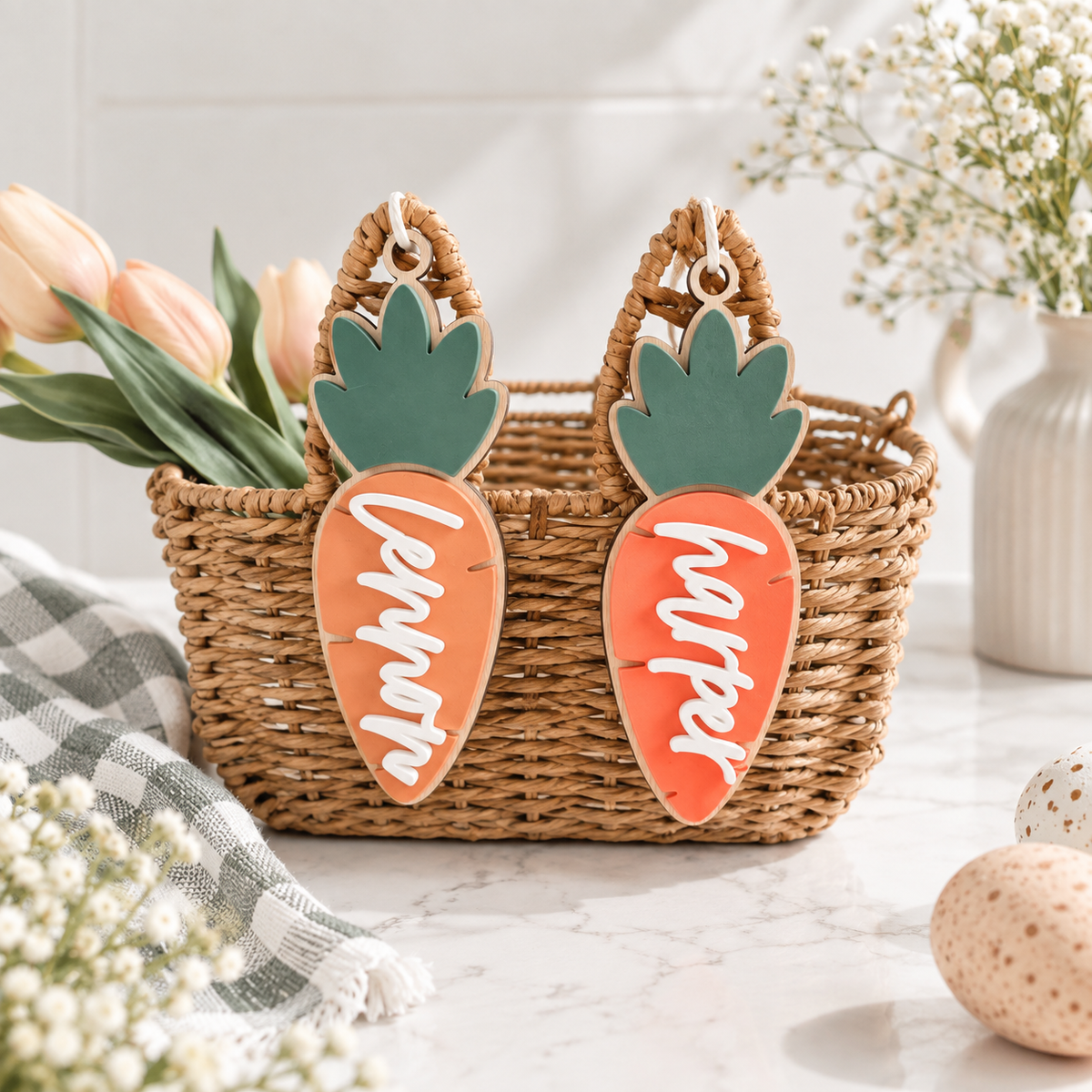 Personalized Carrot Easter Basket Name Tag - Charlie + Pine