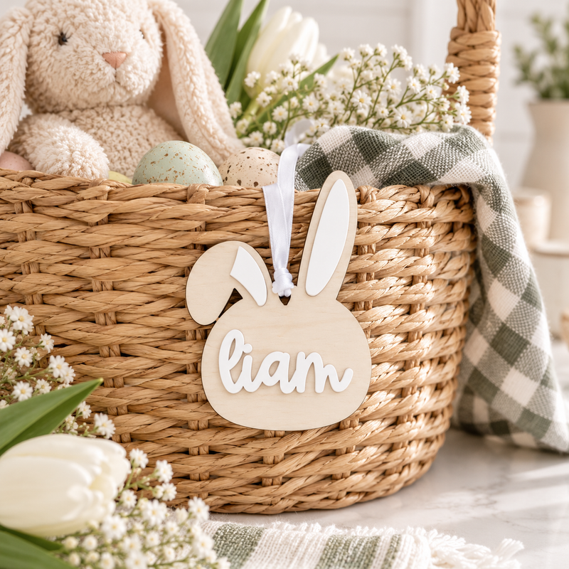 Personalized Bunny Easter Basket Tag - Charlie + Pine