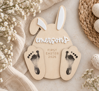 Personalized Easter Bunny Footprint Sign - Charlie + Pine
