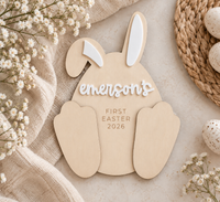 Personalized Easter Bunny Footprint Sign - Charlie + Pine