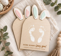 Personalized Baby’s First Easter Footprint Sign – Some Bunny Loves You - Charlie + Pine