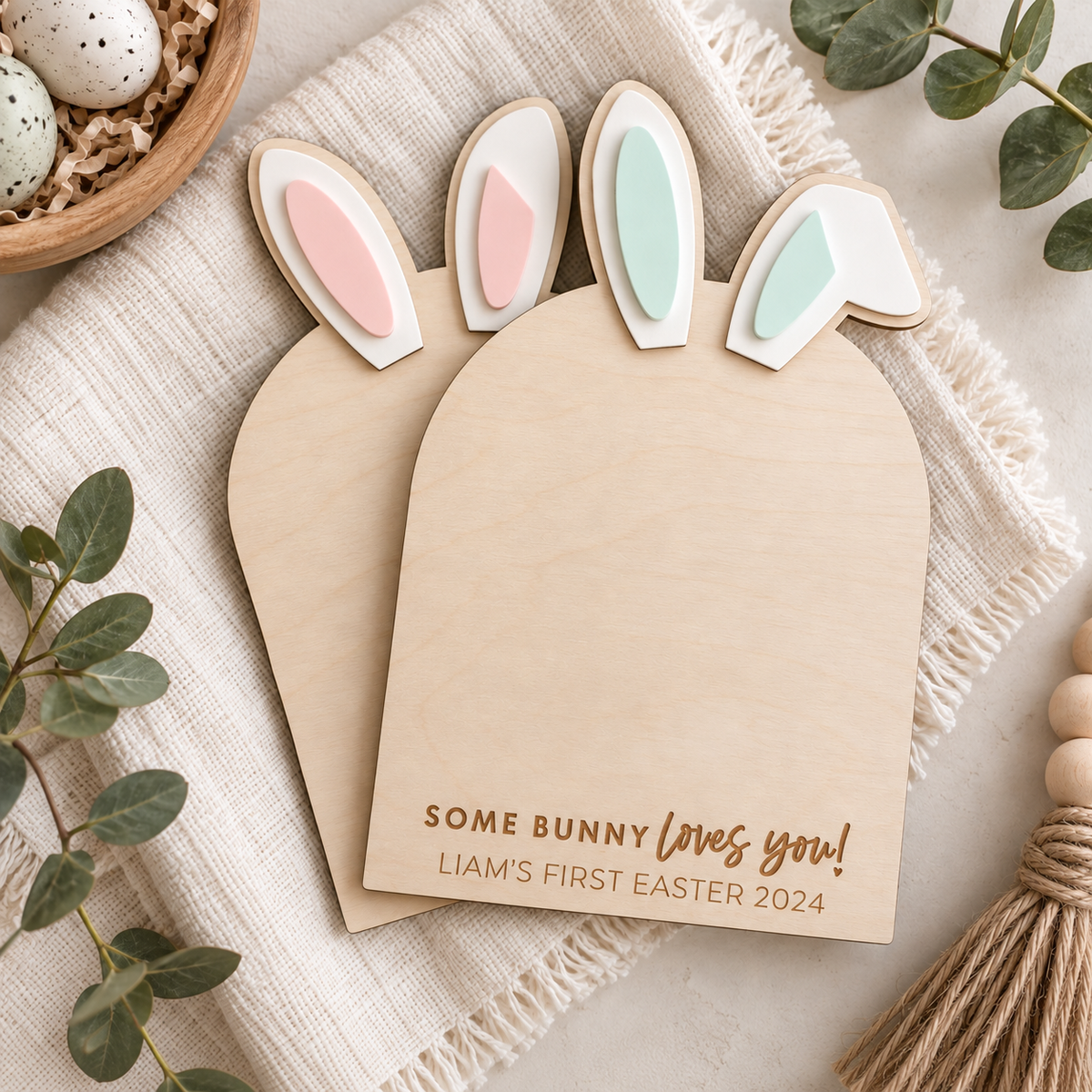 Personalized Baby’s First Easter Footprint Sign – Some Bunny Loves You - Charlie + Pine