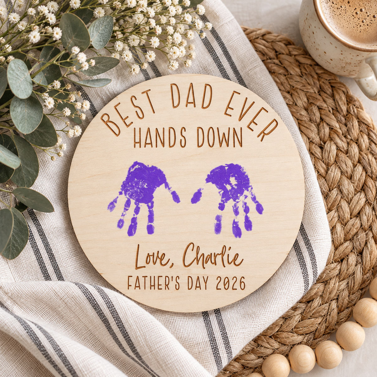 Personalized Father's Day Handprint Sign - Charlie + Pine