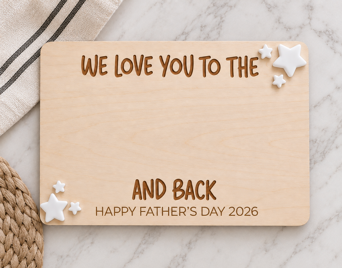 Personalized Father’s Day Handprint Sign – We Love You to the Moon and Back - Charlie + Pine