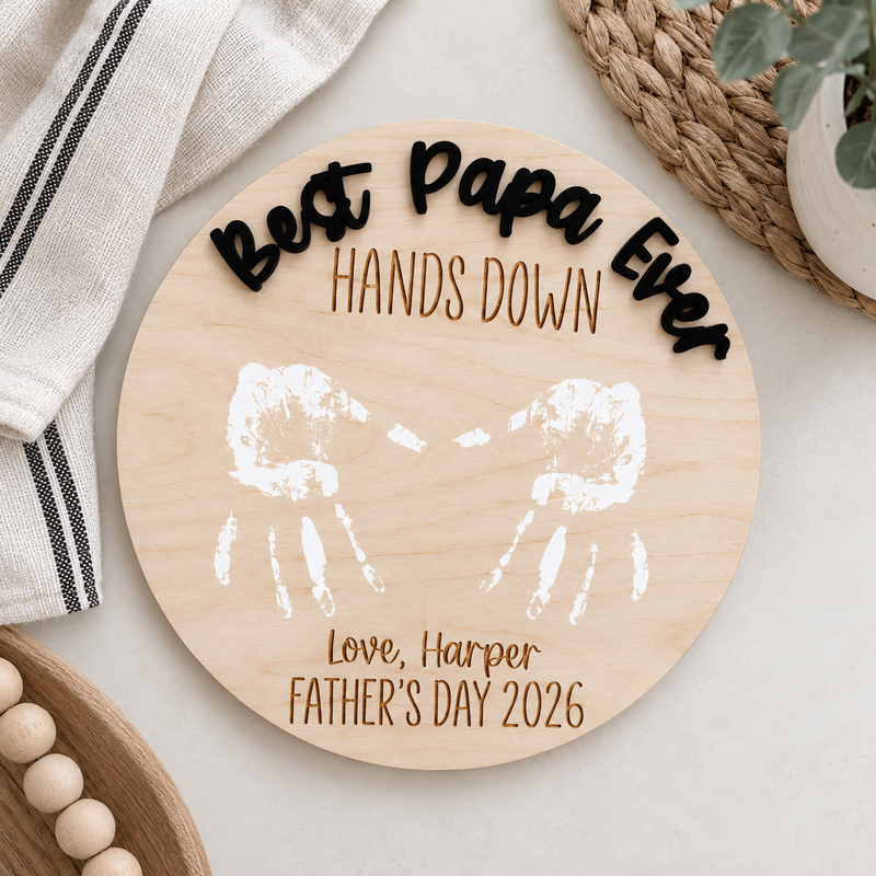 Custom Father’s Day Handprint Sign | Gift for Dad from Kids - Charlie + Pine