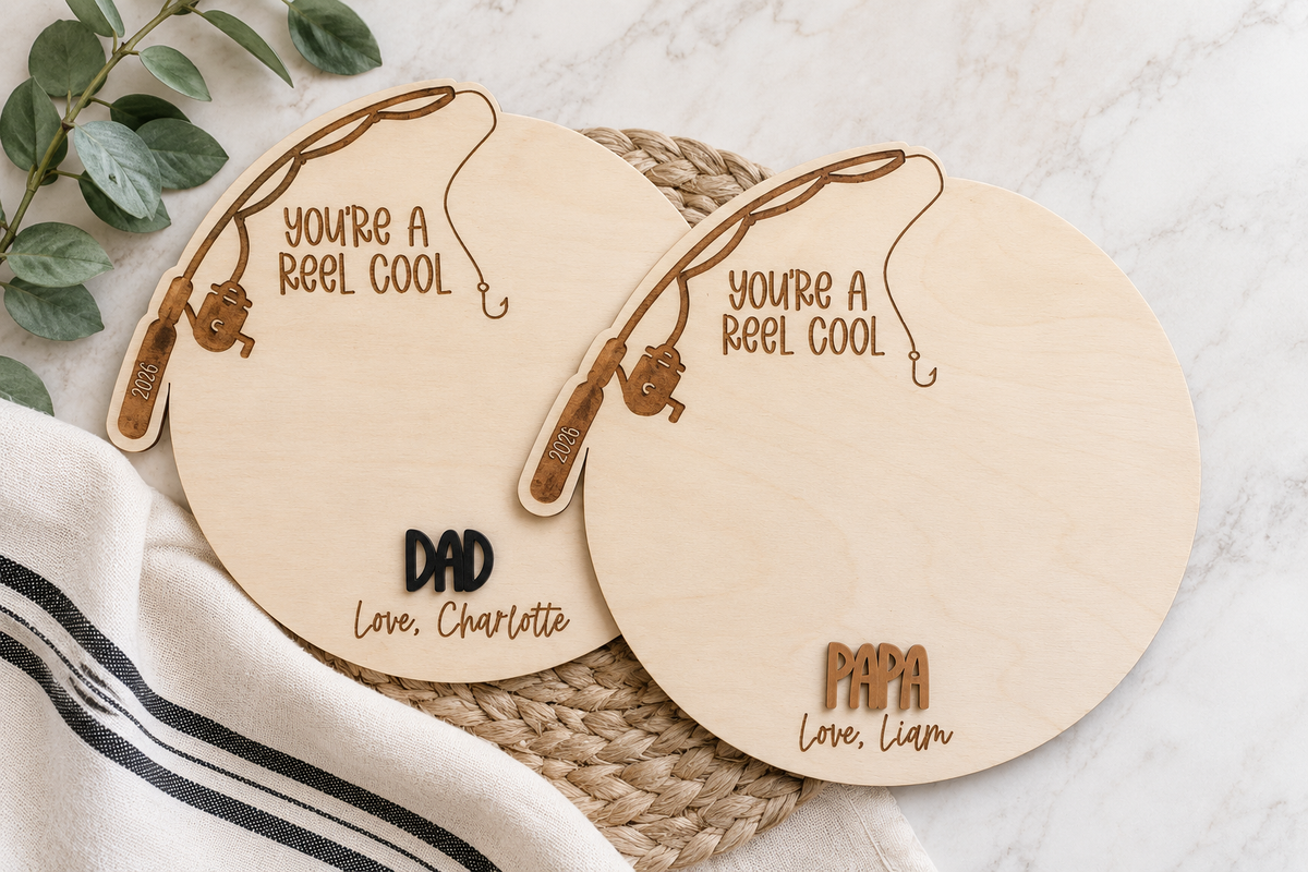 Handprint Fishing Sign for Dad | Gift from Kids - Charlie + Pine