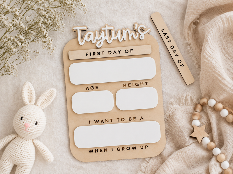 Custom First & Last Day of School Sign – Personalized Dry Erase Board for Kids' Back to School Photos - Charlie + Pine