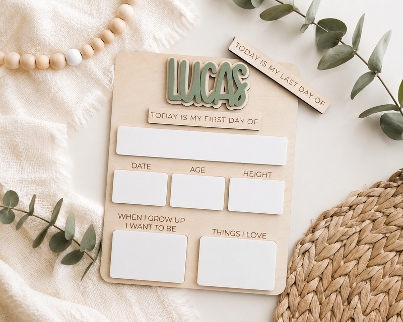 Personalized Interchangeable First & Last Day of School Sign - Charlie + Pine