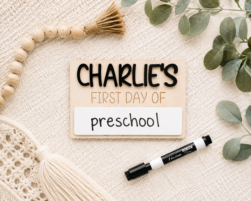 Custom First or Last Day of School Sign – Personalized Back to School Photo Board - Charlie + Pine
