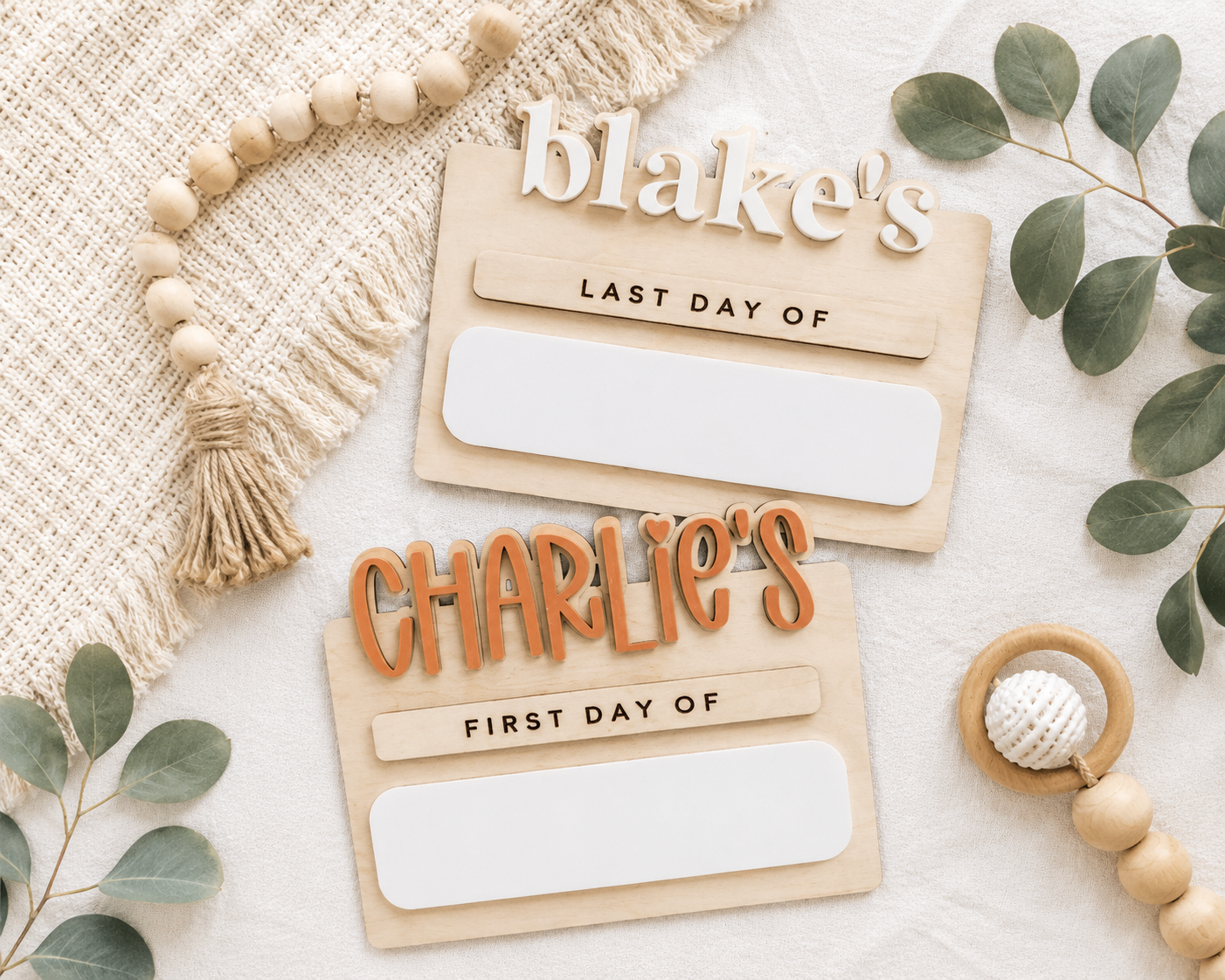 Personalized First and Last Day of School Sign – Dry Erase Photo Prop - Charlie + Pine