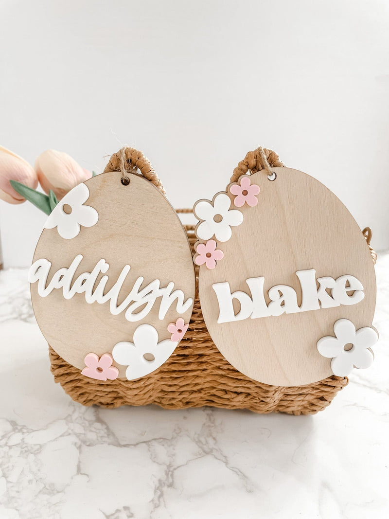 Floral Easter Basket Name Tag - Charlie + Pine