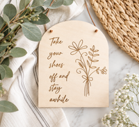 Shoes Off Door Sign | Boho Entryway Sign - Charlie + Pine
