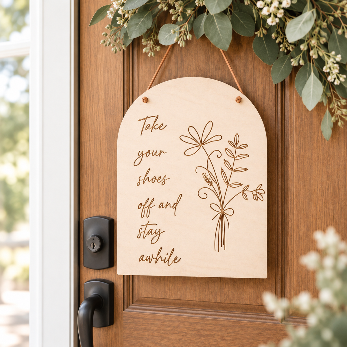 Shoes Off Door Sign | Boho Entryway Sign - Charlie + Pine