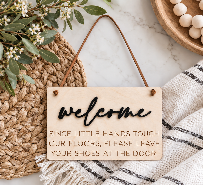 Please Remove Shoes Door Sign | Entryway Home Sign - Charlie + Pine