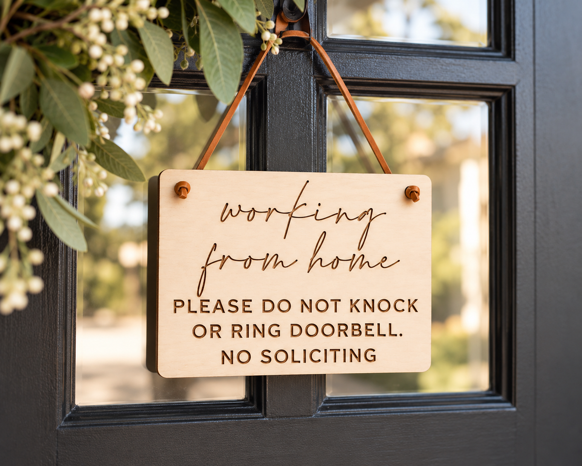 Working From Home Sign | Do Not Knock Door Sign - Charlie + Pine