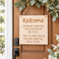 Welcome Baby Sleeping Sign | House Rules Door Sign - Charlie + Pine
