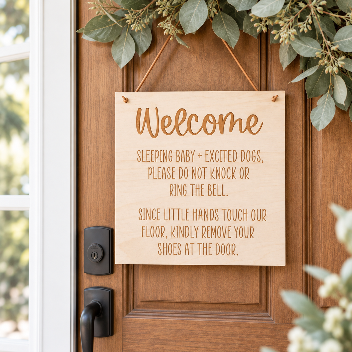 Welcome Baby Sleeping Sign | House Rules Door Sign - Charlie + Pine