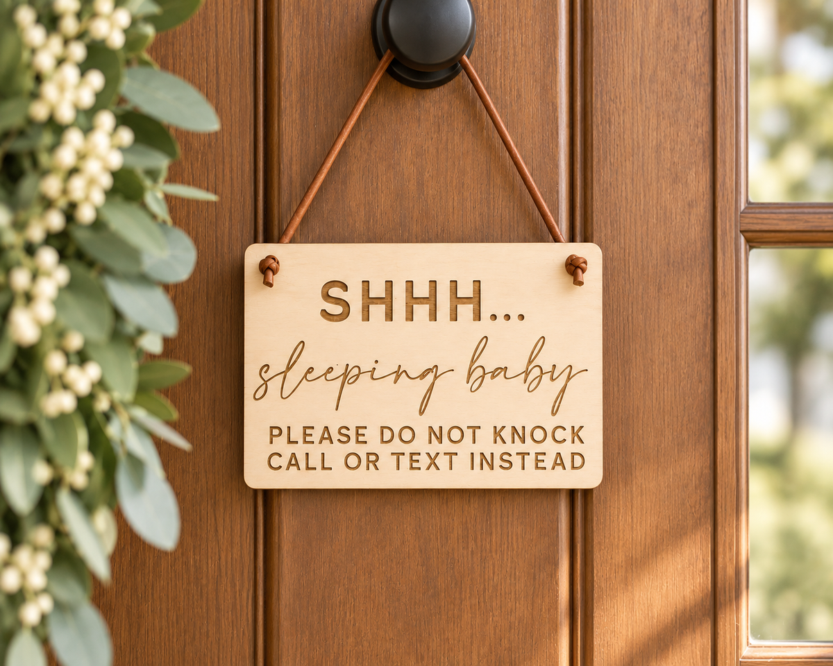 Baby Sleeping Door Sign | Do Not Knock - Charlie + Pine