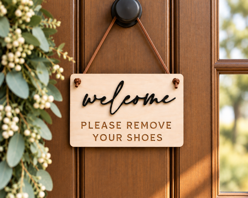 Please Remove Your Shoes Sign | Entryway Door Sign - Charlie + Pine