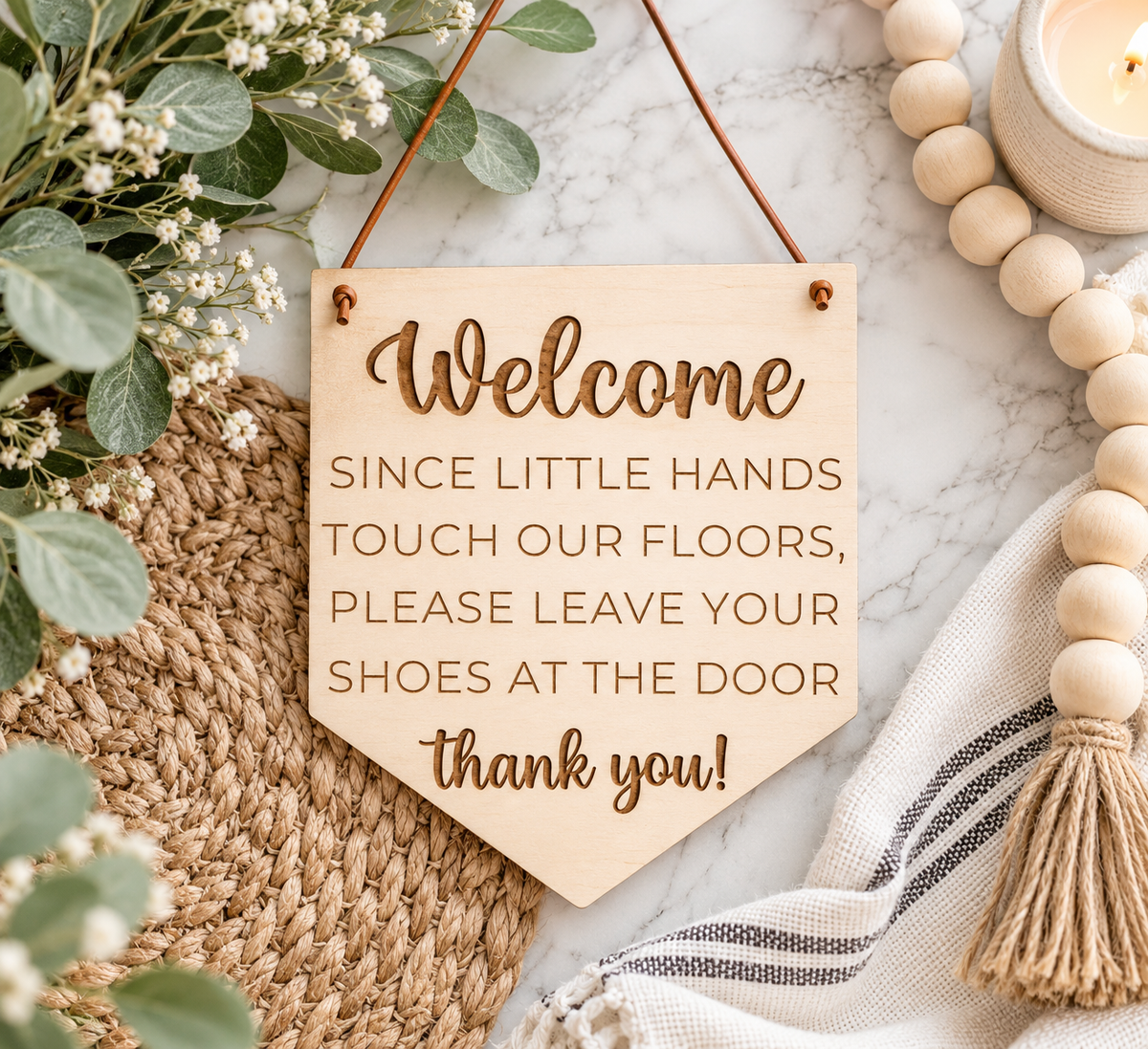 Please Remove Shoes Door Sign | Kid-Friendly Door Sign - Charlie + Pine