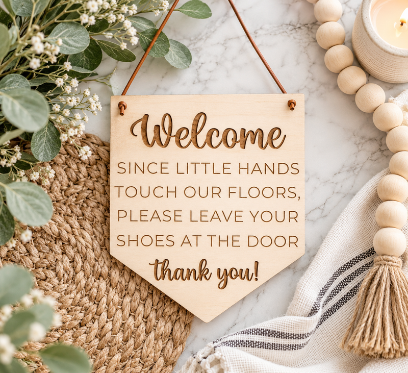 Please Remove Shoes Door Sign | Kid-Friendly Door Sign - Charlie + Pine