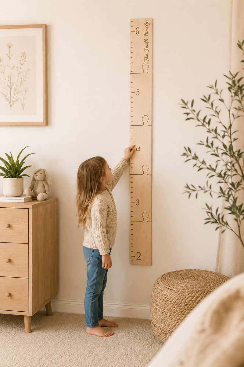 Personalized Wooden Growth Chart Ruler – Kids Height Chart for Wall - Charlie + Pine