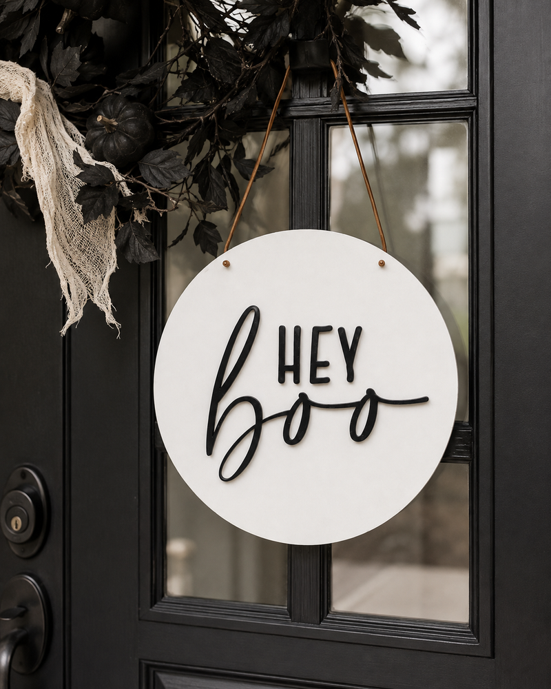 Hey Boo Halloween Door Hanger - Charlie + Pine