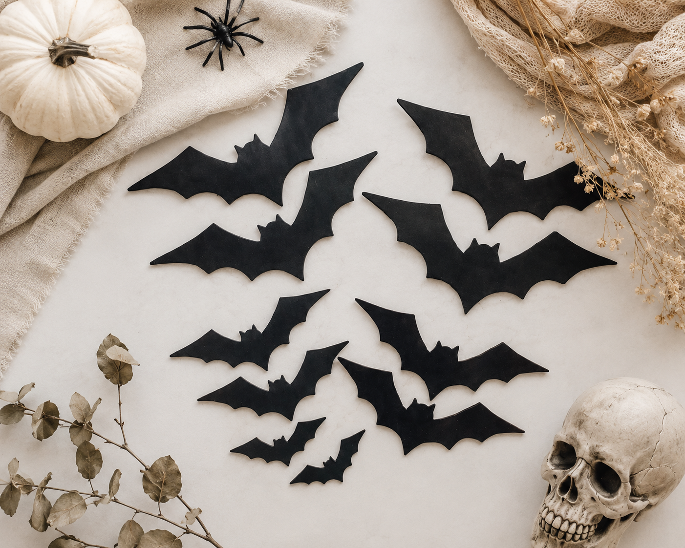 Wooden Halloween Bat Wall Decor – Set of 10 - Charlie + Pine