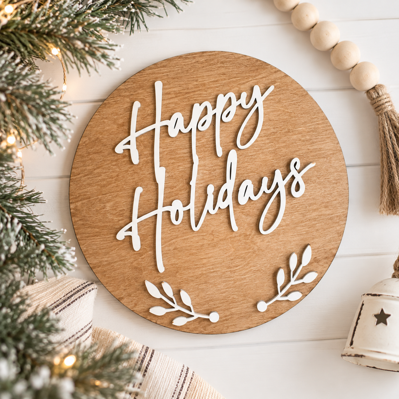 Happy Holidays Front Door Sign - Charlie + Pine