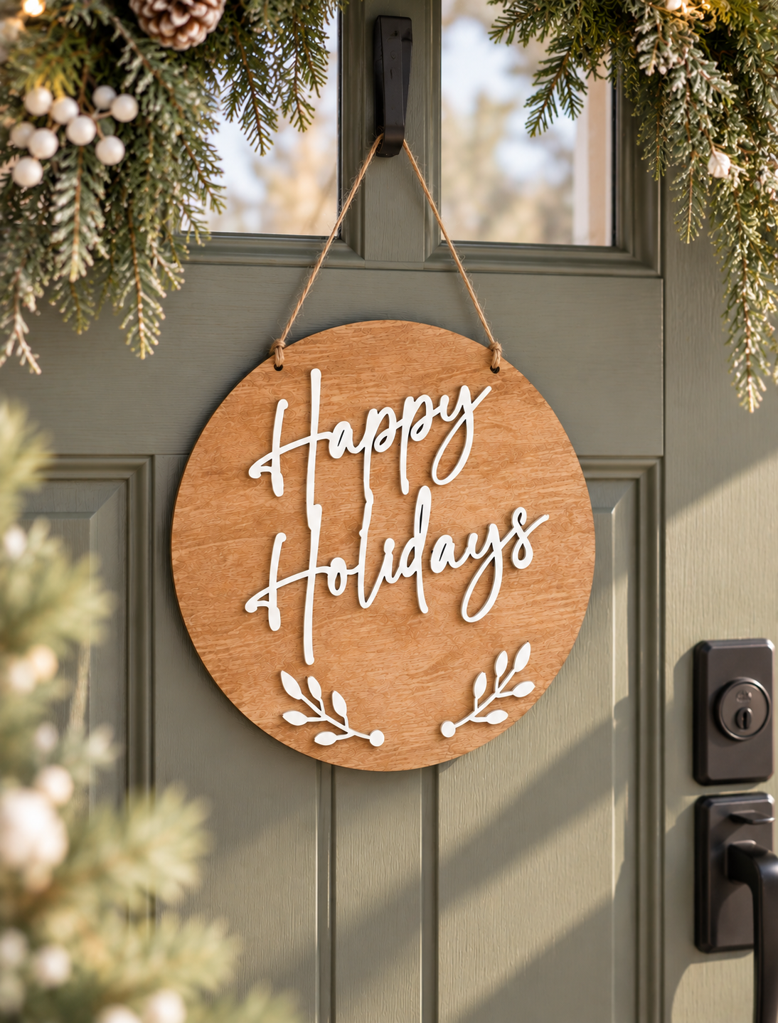 Happy Holidays Front Door Sign - Charlie + Pine