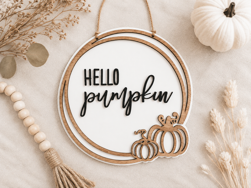 Hello Pumpkin Door Hanger - Charlie + Pine