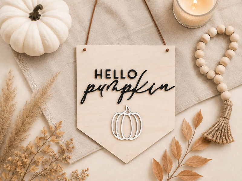 Hello Pumpkin Door Hanger - Charlie + Pine