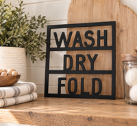 Wash Dry Fold Wood Laundry Sign – Modern Farmhouse Laundry Room Decor - Charlie + Pine