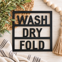 Wash Dry Fold Wood Laundry Sign – Modern Farmhouse Laundry Room Decor - Charlie + Pine